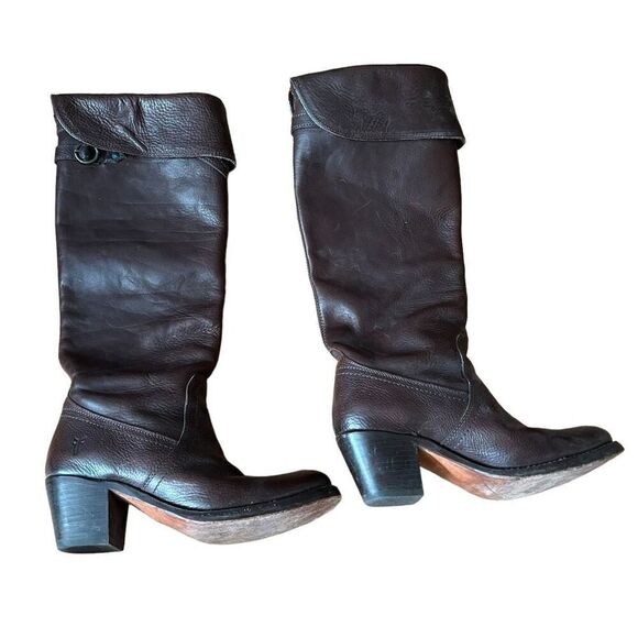 Frye Jane Tall Cuff Leather Boots Size 6 77595 - Picture 3 of 7